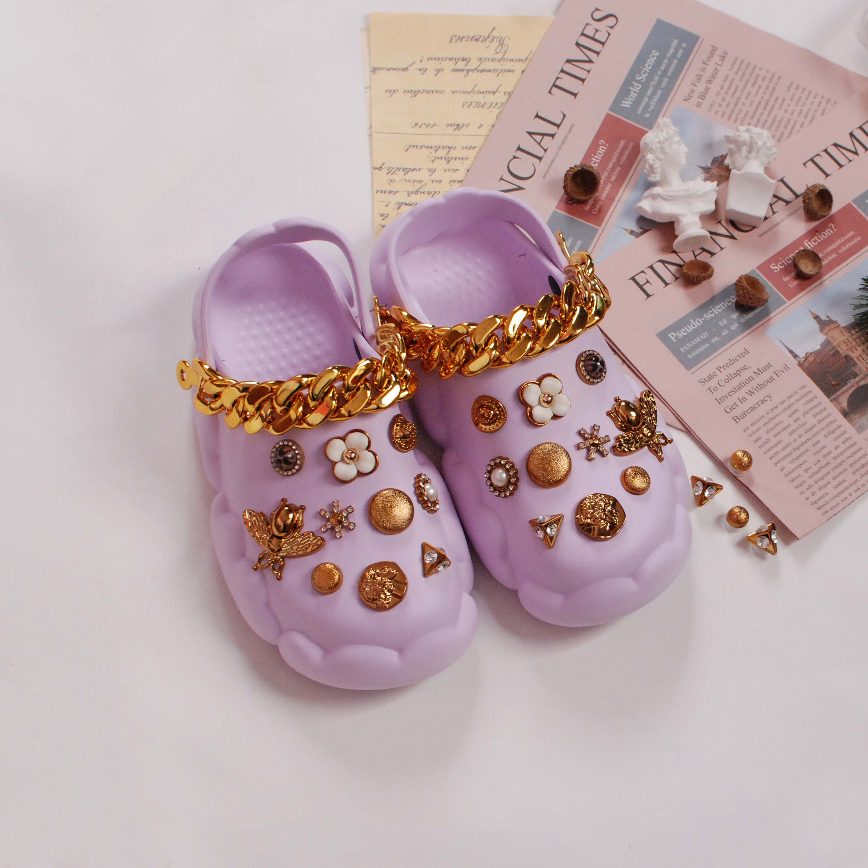 gold crocs charms