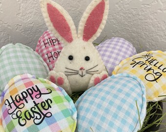 Fabric  Easter Egg with Saying/Easter Eggs/Stuffed Easter Eggs/Farmhouse Easter Eggs/Easter Eggs/Tier Tray Easter Eggs/Bowl Filler Eggs/Eggs