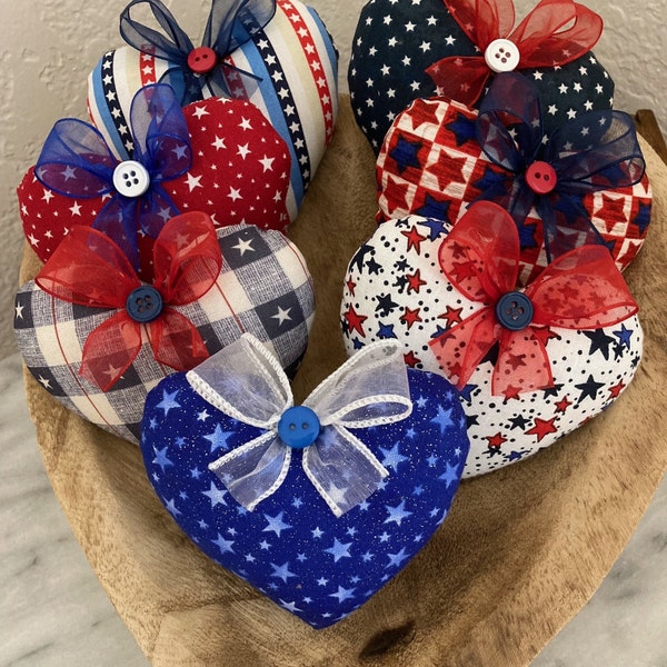 Patriotic Hearts/Patriotic Decor/Americana Decor/Farmhouse Hearts/Tier Tray Hearts/Patriotic Tier Tray/Bowl Filler Hearts/Patriotic/July 4th