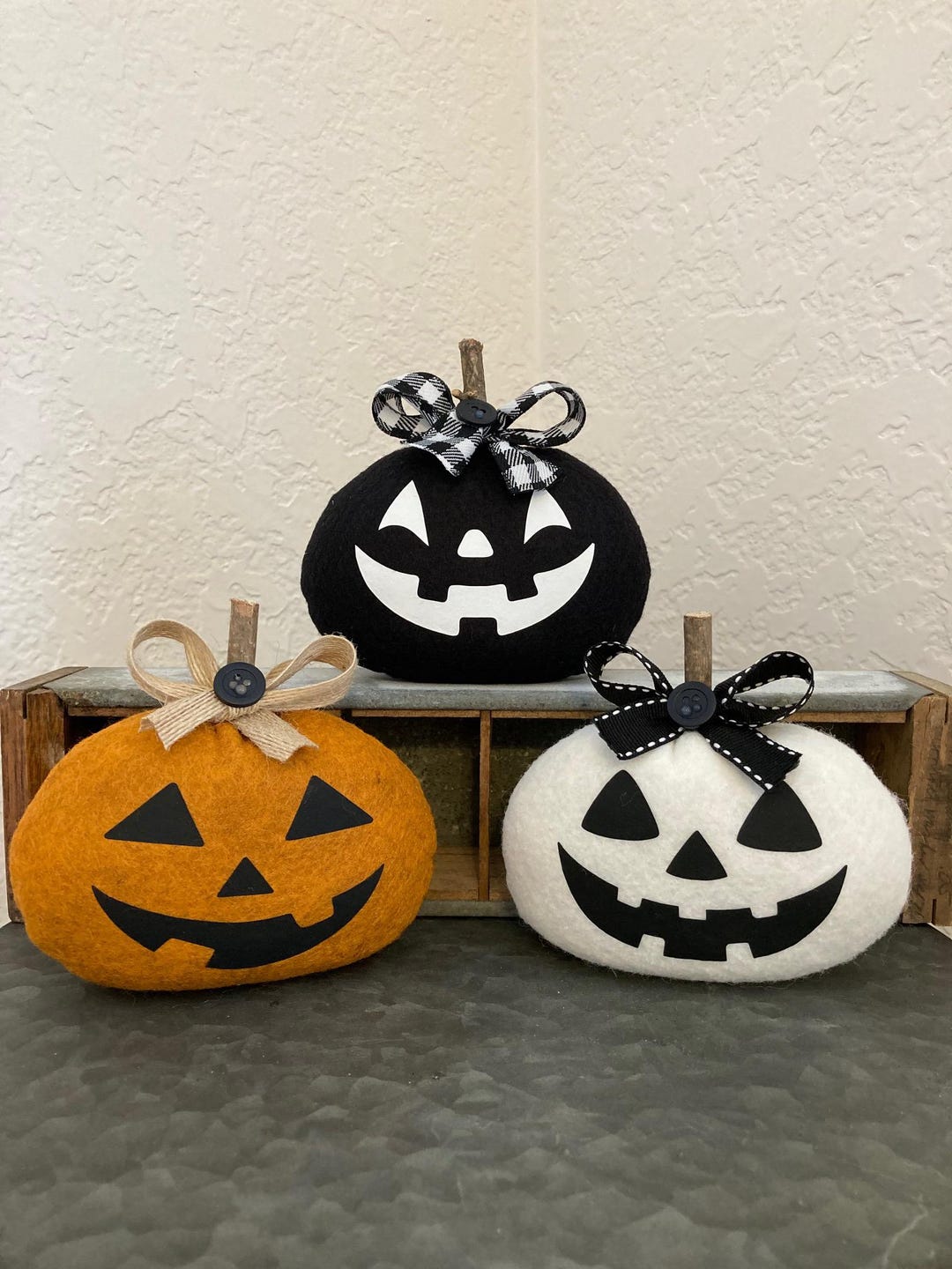 Wool Felt Jack-o-lantern: Weighted Halloween Pumpkin Decor - Etsy