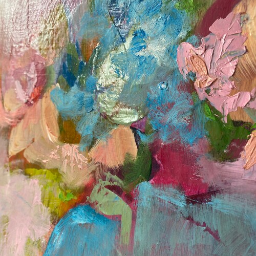 Original Acrylic Painting by Susie, flower art, floral painting, square art 12x12, gallery wall, flower vase, nursery shops decor, home decor cute