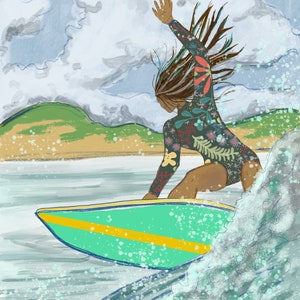 Female Surfer, Surfer Wall Art, Surfer Girl, Teen Room Decor, Strong woman, Surfing Gifts, Surfing Print, Surfing decor, board sports art