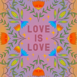 Love is Love Art, Love art printable, Rainbow LGBTQ, digital download, Celebrate Love Art, Gay pride art print, downloadable art, love art image 2