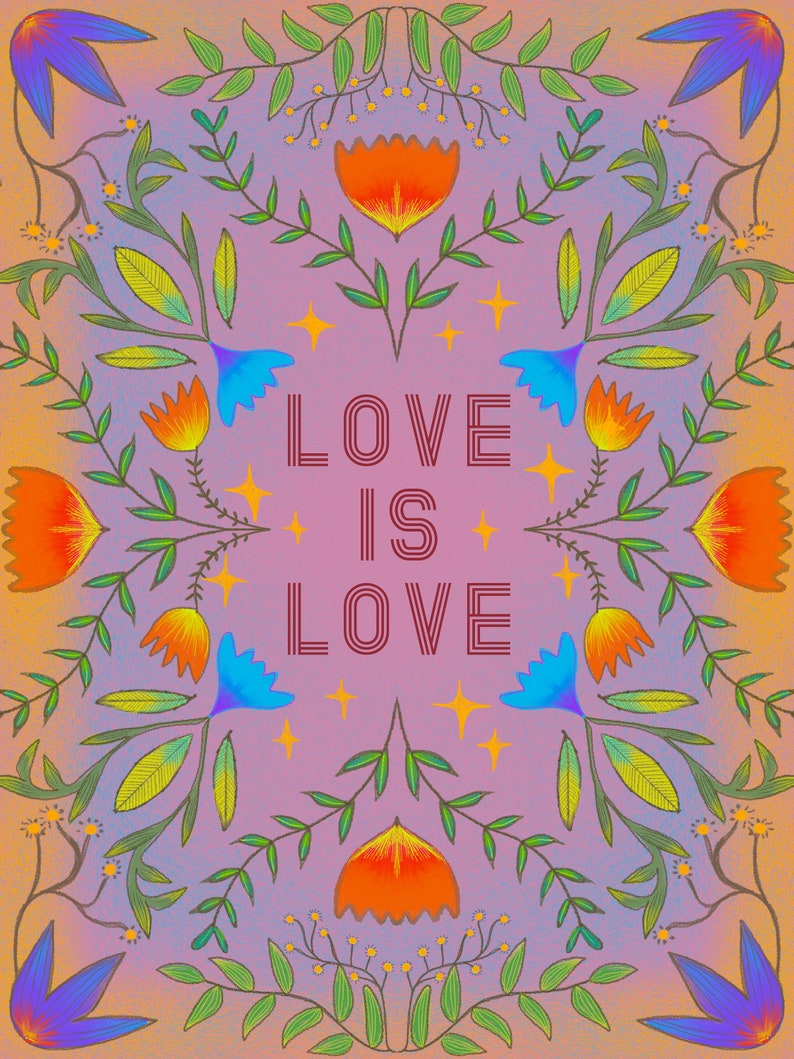 Love is Love Art, Love art printable, Rainbow LGBTQ, digital download, Celebrate Love Art, Gay pride art print, downloadable art, love art image 2