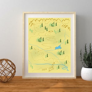 Vamos a acampar arte impresión, arte de la pared de la naturaleza, decoración rústica, camping salvaje, aventura al aire libre, senderismo, regalo de impresión de arte de pared, tienda, naturaleza