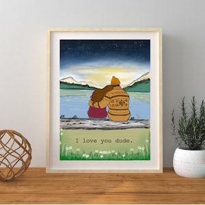 Te amo Dude art print, The Dude Wall Art, Pendleton, The Big Lebowski, lake life, The Dude art Print, mountain man, tarjeta de aniversario