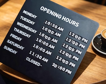 Panneau magnétique personnalisé d'heures d'affaires, mise à jour facile de la plaque à lettres réutilisable pour café, restaurant, bar