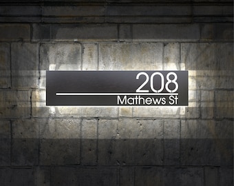 Letrero de dirección moderno con luz LED, resistente al agua, con número de pared, para decoración de puertas.