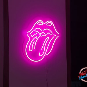 Tongue Neon Sign - Rolling Stones Inspired LED Wall Art | Music Bar & Man Cave Decor | Rock n Roll Lighting - Ready to Ship