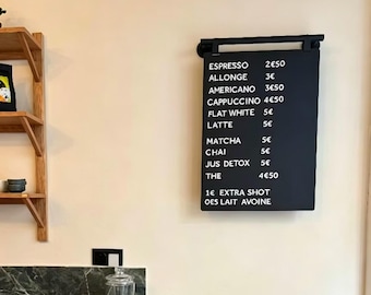 Enseigne de menu murale pour tableau noir, liste de prix de café magnétique suspendue à cadre en métal durable, tableau pour décoration de restaurant et de bistrot