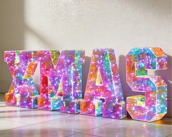 Lettres de chapiteau de Noël illuminées par LED, pile et enseigne festive enfichable pour décorations de fête d'hiver