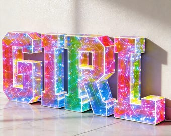 Enseignes lumineuses avec texte personnalisé pour fille, lettres alimentées par batterie USB pour décoration de fête de mariage et photo de toile de fond