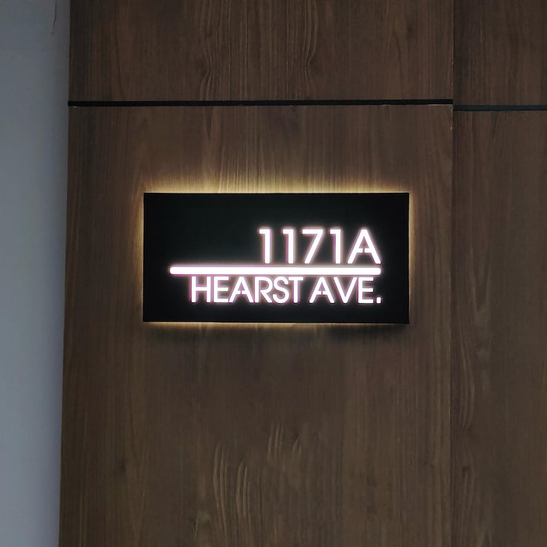 Número de casa LED personalizado, letrero de dirección moderno, caja de dirección LED personalizada, caja de luz LED de acero inoxidable metálico, decoración del hogar imagen 9