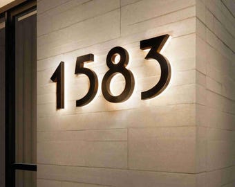 Numéro de maison personnalisé - Plaque d'adresse en métal extérieure - Personnalisée, moderne ou rustique - Résistant aux intempéries - Installation facile - Cadeau de pendaison de crémaillère