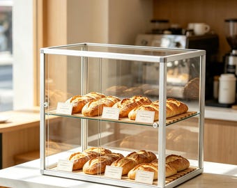 Vitrine de boulangerie en acrylique de comptoir, boîte à pâtisserie en métal robuste pour présentoir de produits de charcuterie de café-restaurant