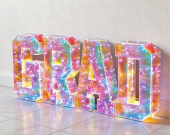 Lettres extra larges pour chapiteau GRAD, énormes enseignes lumineuses à LED pour événements de stade et décoration de salle d'école