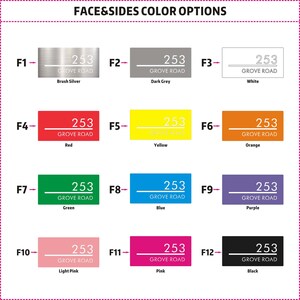 Puede incluir: Un gr&aacute;fico que muestra 12 opciones de color diferentes para un producto, etiquetadas de F1 a F12. Cada opci&oacute;n de color tiene un nombre y un n&uacute;mero, 253, con el texto "GROVE ROAD" debajo.