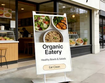 Enseigne mobile résistante aux intempéries en PVC | Panneau publicitaire extérieur pliable avec roues | Affichage du menu pour la promotion de la vitrine