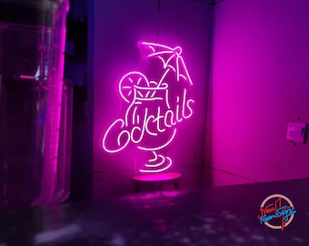 Cocktail Neon Signs Handmade Custom LED Neon Sign,Wedding Light Sign,Neon LED Sign,Name Neon Lights,Neon Sign Custom,Personalized gifts