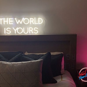 The World Is Yours Neon Sign - Motivational LED Wall Art for Office, Gym, Man Cave, Inspirational Gift for Entrepreneurs & Graduates