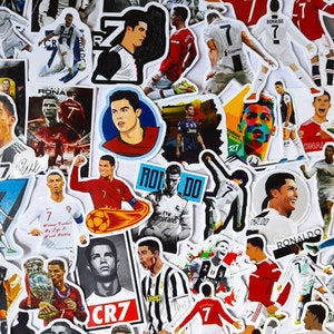 50 Stück Cristiano Ronaldo CR7 Fußball Sticker Pack, Premier League Aufkleber Aufkleber Champions League, Skateboard, Laptop, Gitarre Geburtstagsgeschenk