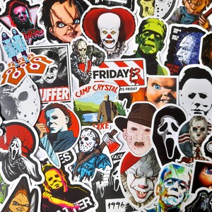 50 Pcs Horror Movies Sticker Pack Voorhees Kreuger Myers Chucky Spooky Creepy Horror Gifts Halloween Stickers Scary Clown vinyl