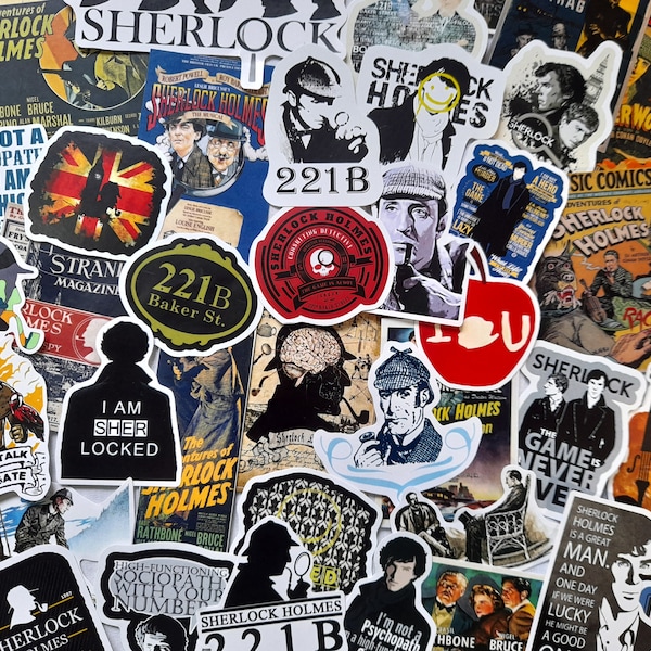 50PCS Sherlock Holmes Sticker Pack, London, 221B Bakers street,  Sherlock Old Poster Stickers, Bullet Journal, Scrapbooking, Notebooks