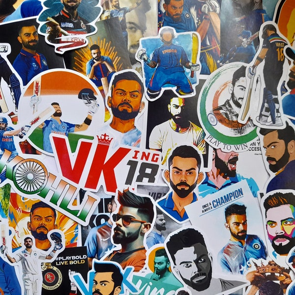 50PCS Virat Kohli Sticker Pack, Indian Cricket Modern Goat, VK, King Kohli, RCB Legend Player Bullet Journal, Scrapbooking, Notebooks