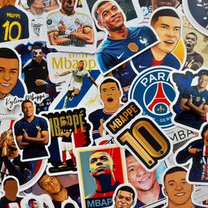 Pack de 50 autocollants Kylian Mbappé - Célébrez l'étoile montante du football français avec des autocollants de collection uniques pour les fans du Real Madrid PSG France