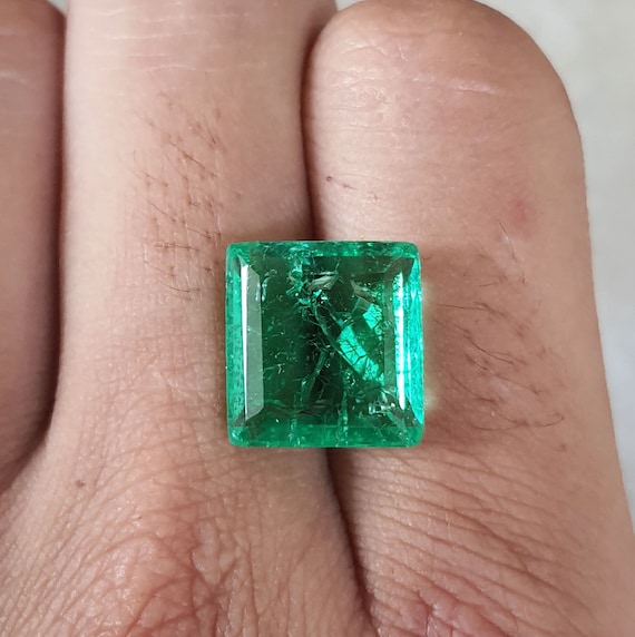 Emerald Cut Lab Grown Colombian Emerald Loose Stone