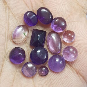 31.50 Ct Natural Purple Amethyst Mix Cabochon Amethyst Lot AAA Quality Loose Gemstone Purple Amethyst Stone Making For Jewelry 5-12x5-9 MM