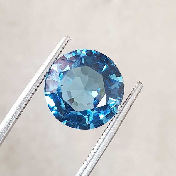 10.12Ct Flawless Santa Maria Aquamarine Round Cut AAA Quality Loose Gemstone Lab Created Blue Aquamarine Stone For A Lovely Ring 12 MM