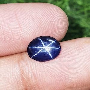 1.83Ct Blue Star Sapphire 6 Rays Oval Cabochon Lab Grown Lindy Star Sapphire AAA Quality Loose Gemstone Star SapphireStoneForJewelry10x7.5MM