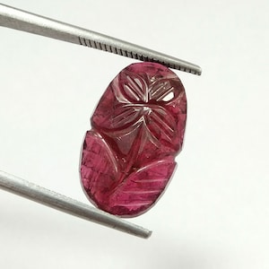8.51 Ct Natural Pink Tourmaline Leaf Carving AAA Quality Loose Gemstone Handmade Leaf Carved Pink Tourmaline Carving For Jewelry 18.4x11 MM