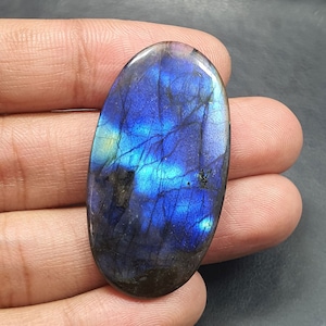 54.35 Ct Natural Blue Flash Labradorite Oval Cabochon Labradorite AAA Quality Loose Gemstone Blue Labradorite Stone For Pendant 45x24.8 MM