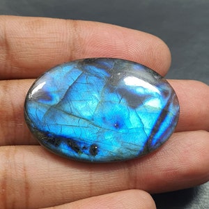 53.20 Ct Natural Blue Flash Labradorite Oval Cabochon Labradorite AAA Quality Loose Gemstone Blue Labradorite Stone For Pendant 39x27.6 MM