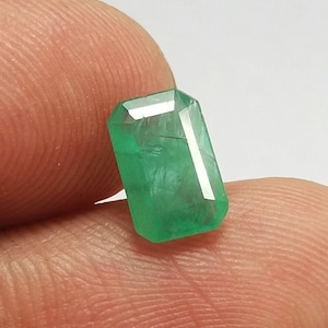 1.38 Ct Natural Green Zambian Emerald Untreated Emerald Cut Loose Gemstone Earth Mined Green Emerald Stone AAA Quality 9x5.88 MM For Jewelry