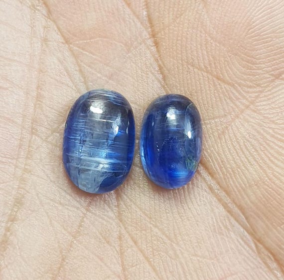Ct Natural Blue Kyanite Oval Cabochon Pair AAA Quality