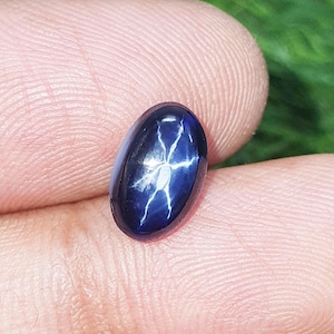 3.72 Ct Blue Star Sapphire 6 Rays Oval Cabochon Lab Grown Lindy Star Sapphire AAA Quality Loose Gems Star Sapphire For Jewelry 10.48x6.68 MM