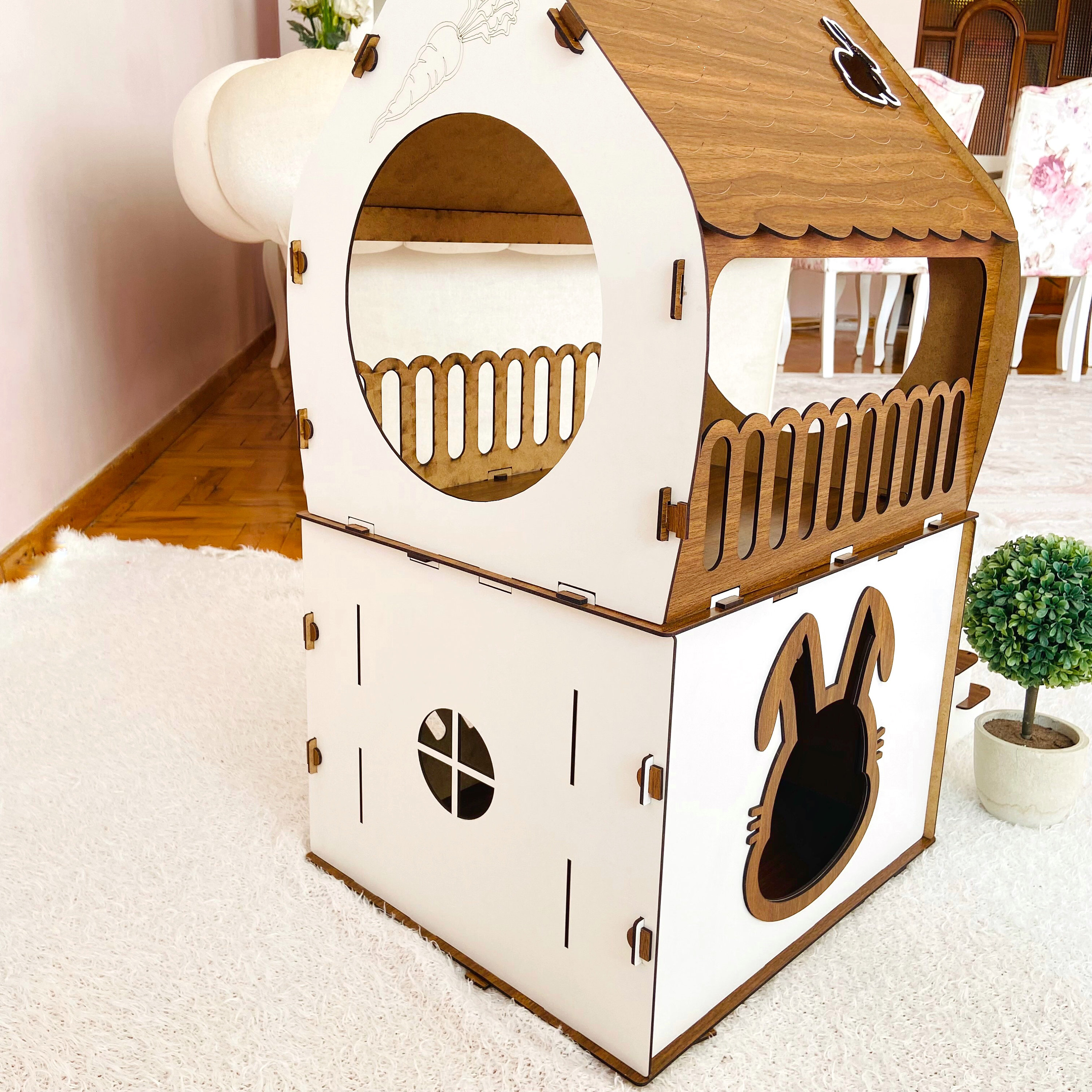 Wooden Rabbit House Up To 7 kg15 lb Rabbit Bed Rabbit Etsy
