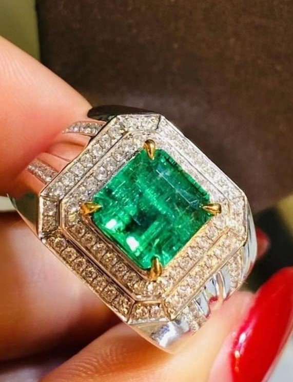 Green emerald with diamond | Etsy