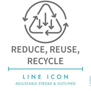 Reduzieren Sie Wiederverwendungs-Recycle-Liniensymbol SVG, minimalistisches umweltfreundliches Recycling-Produktverpackungssymbol PNG, Symbol für nachhaltiges Produkt