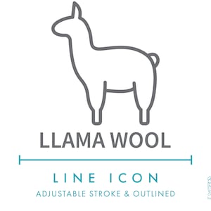 Lama Wolle Textil Linie Symbol SVG, Minimalist Garn Faser Clipart PNG, Natürliche Tierfaser Textil Kleidung & Mode Bekleidung Symbol Logo