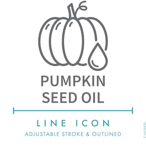 Ícone de linha de óleo de semente de abóbora SVG, ícone de embalagem de alimentos e cosméticos naturais de óleo vegetal PNG, símbolo de produto orgânico saudável de óleo de fruta vegetal