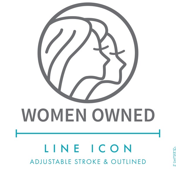 Women Owned Business Line Icon SVG, Minimalist Feminine Small Business Packaging Clip Art, Ethical Handmade Product Symbol Vector PNG