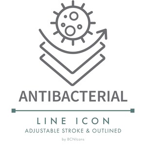 Antibakterielles Textilmaterial Liniensymbol SVG, minimalistischer bakterienresistenter Faserstoff mit PNG, Stoffeigenschaften Weben Vektorsymbol
