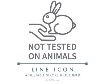 Not Tested on Animals Line Icon SVG, Minimalist Cruelty Free Cosmetics Packaging Logo PNG, Ethical Natural Body Product Vector Symbol