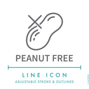 Icône de ligne sans arachides SVG, allergènes alimentaires minimalistes Icône de symbole sans noix, icône vectorielle éditable d'ingrédients d'allergie nutritionnelle aux noix