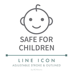 Safe For Children Line Icon SVG, Minimalist Safe Product Packaging Logo PNG, Hazard Free Handmade Product Vector Symbol