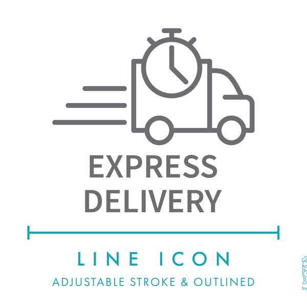 Express Delivery Ecommerce Shipping Line Icon SVG, Minimalist Order Fast Delivery Icon PNG, Fulfillment Logistics Vector Symbol